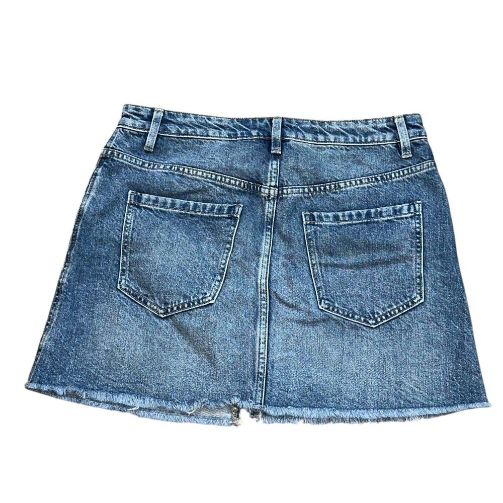 We The Free People Zip It Up Mini Denim Skirt Size 29 Raw Hem Cotton Summer - Picture 3 of 6